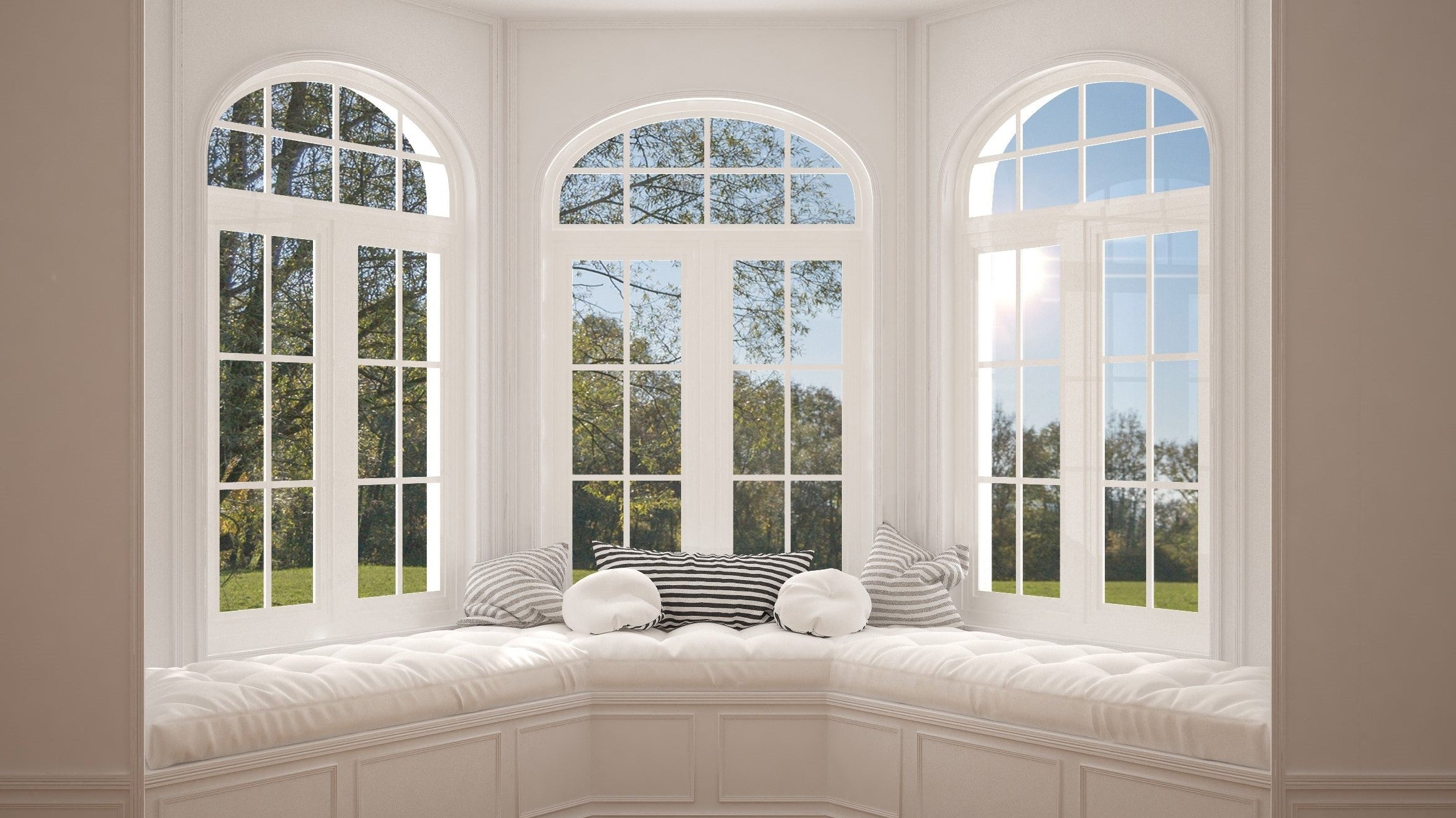 How do I measure a bay window for curtains?