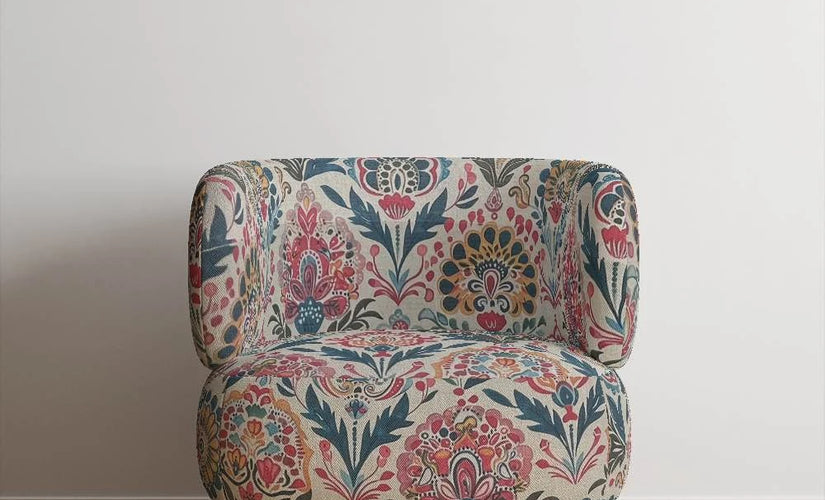 A selection of newly arrived upholstery fabrics in a variety of colours and textures.”