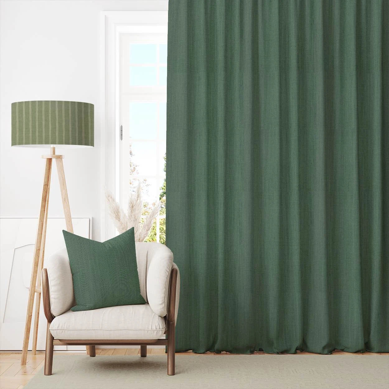 Plain curtain fabrics in soft neutrals and textured finishes, sold by the metre.