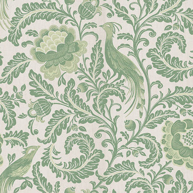Acanthus Linen Curtain Fabric in Green, perfect for elegant home decor
