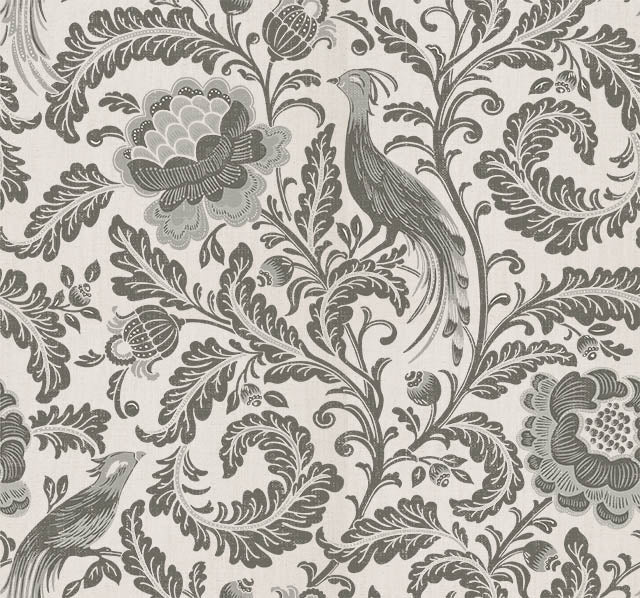 Acanthus Linen Curtain Fabric in Grey, creating a sophisticated and elegant look for any room 