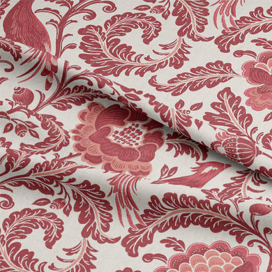 Luxurious Acanthus Linen Curtain Fabric - Red adds a touch of elegance to any room