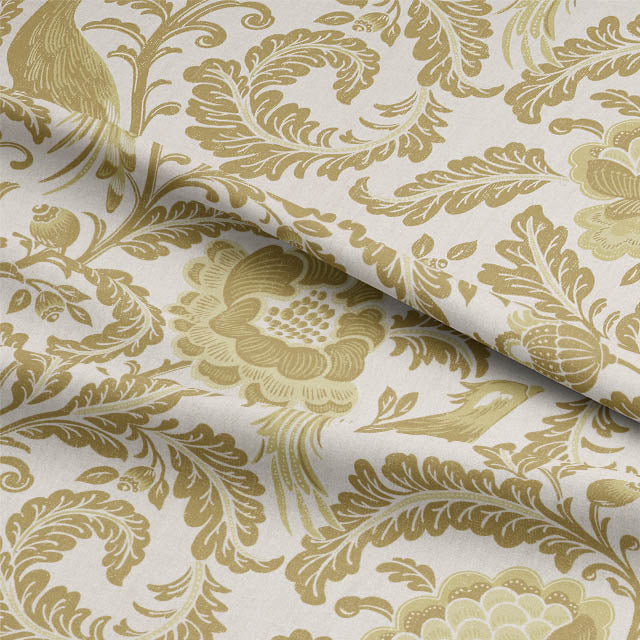 This image showcases the beautiful texture and color of the Acanthus Linen Curtain Fabric