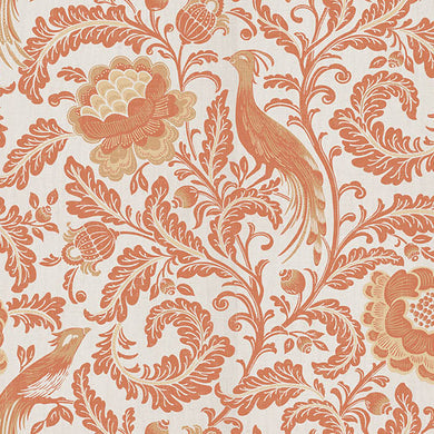 Acanthus Linen Curtain Fabric in Tangerine color, perfect for home decor
