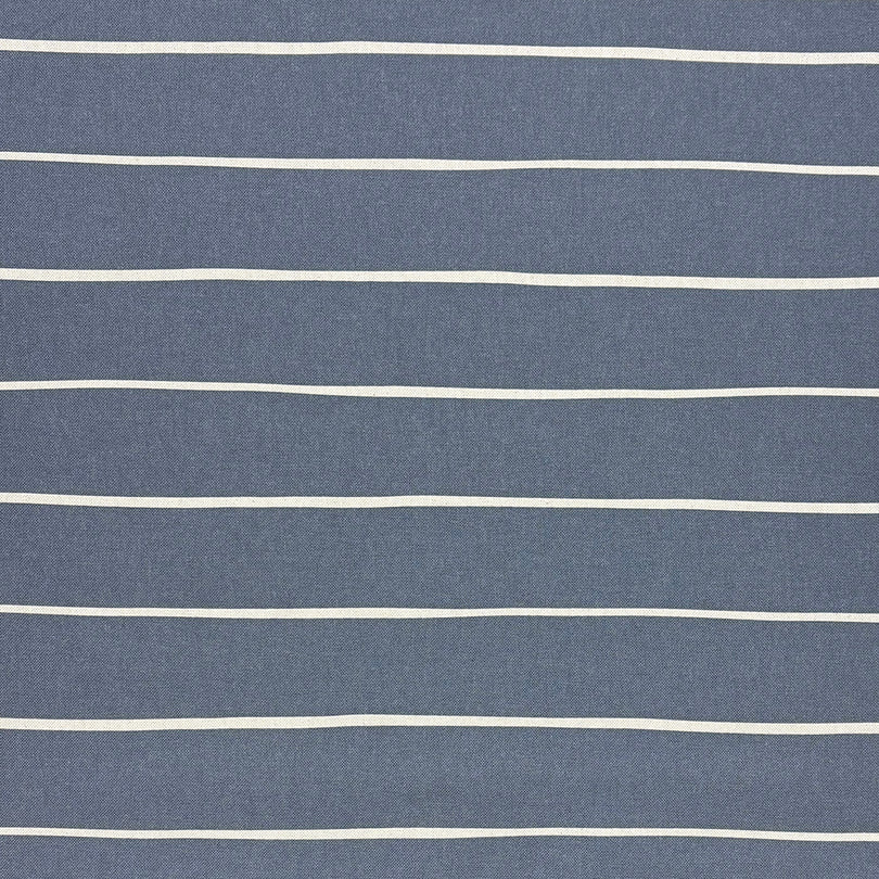 Navy striped curtain fabric featuring deep blue tones and refined white stripes.