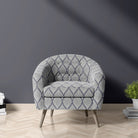 Adwick Velvet Fabric Navy White on chair – botanical velvet fabric on chair
