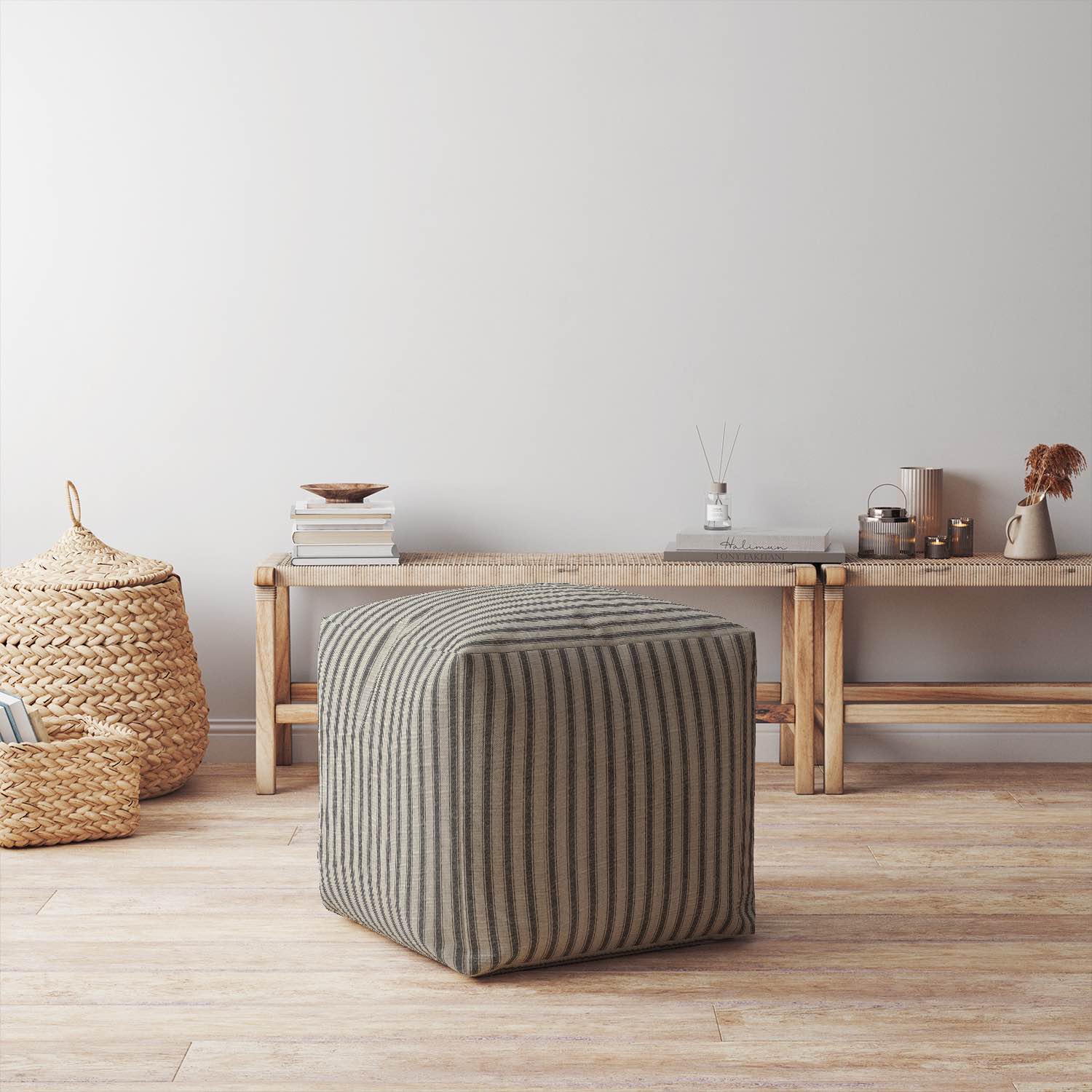 Classic and Timeless Albany Stripe Upholstery Fabric in Neutral Tones