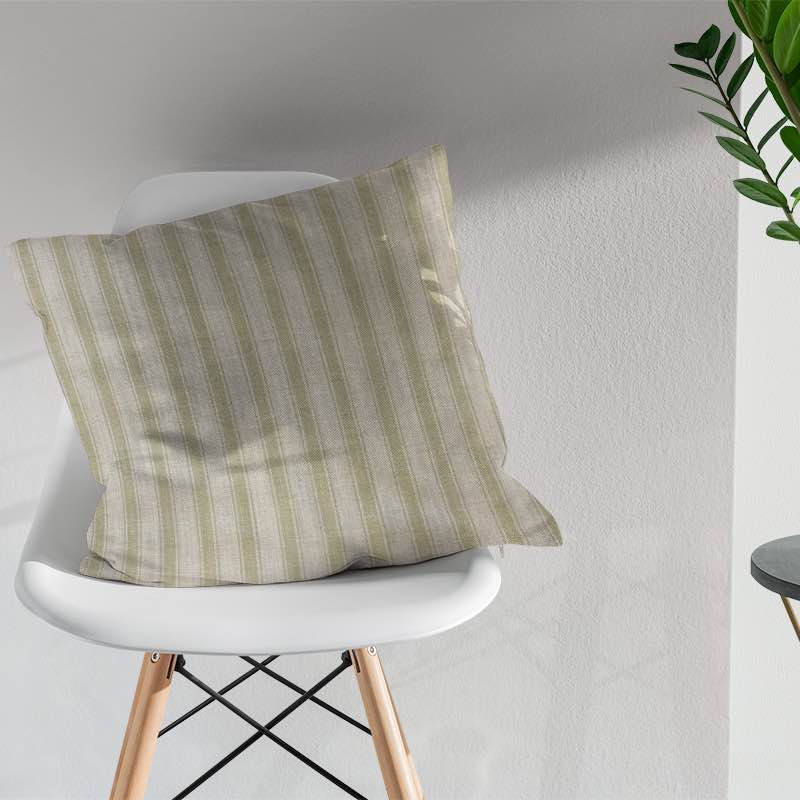 Albany Stripe Fabric featuring a classic striped pattern in varying shades of blue and white, perfect for adding a touch of coastal charm to any decor