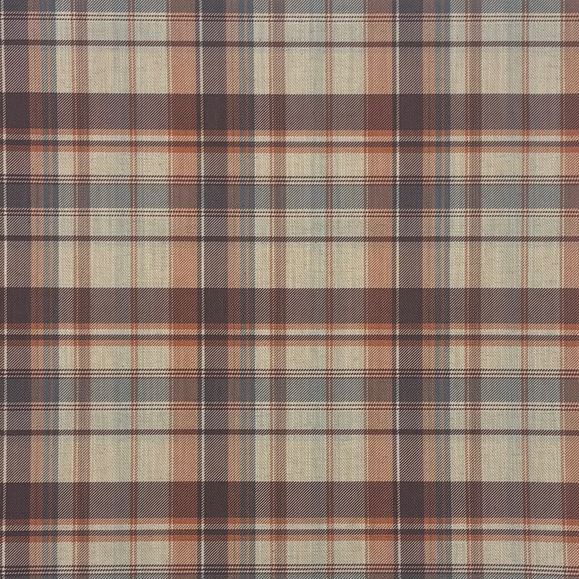 Flat sample of Alder Plaid Upholstery Fabric in Clementine with orange check design