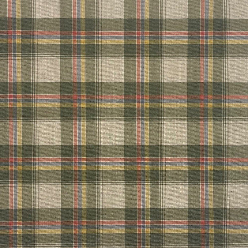 Woven Alder Plaid Upholstery Fabric in Green shown as flat fabric sample