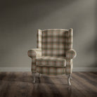 Accent armchair upholstered in Alder Plaid Satsuma plaid fabric