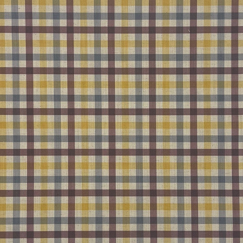 Alder Plaid Upholstery Fabric in Yellow displayed as flat fabric sample