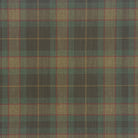 Close-up flat image of Alford Plaid green upholstery fabric showing traditional woven check pattern