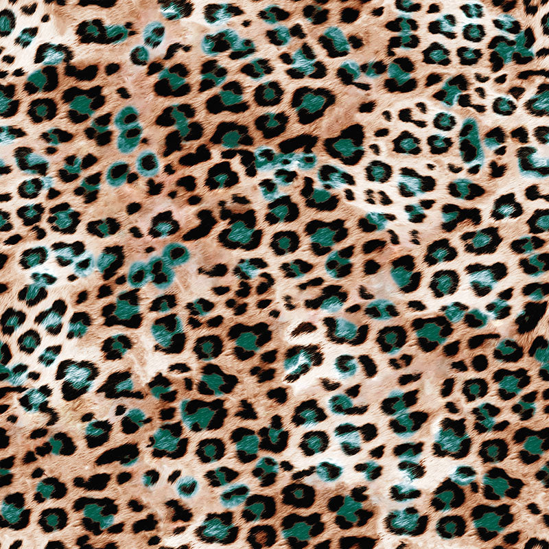 Amur leopard print fabric flat image with soft spotted animal print markings