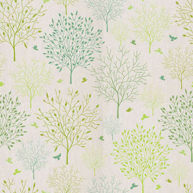 Close-up of Arboretum Linen Curtain Fabric in lush green color with natural texture and subtle sheen