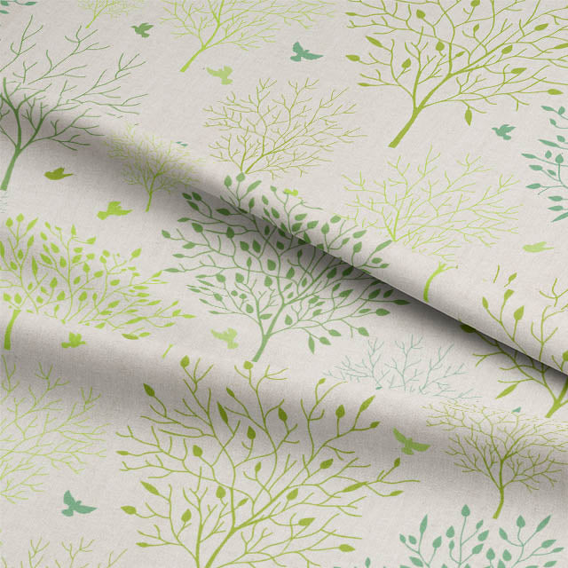 Elegant Arboretum Linen Curtain Fabric draping gracefully in a sunlit room, creating a calming and organic atmosphere