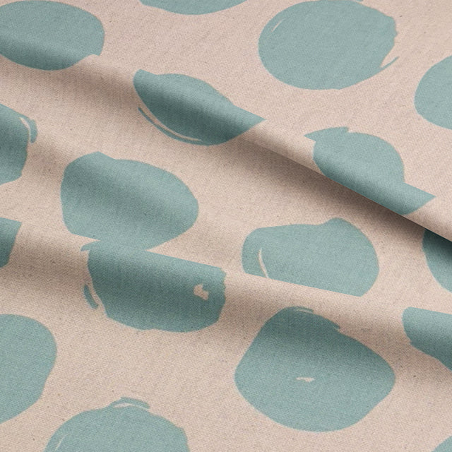 Spotted polka dot curtain fabric in Duck Egg, ideal for stylish window treatments.