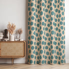 Arno Spot Teal fabric, a modern printed curtain fabric with a bold spotted design.