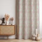 Baku Paisley Linen curtain fabric in blush pink, styled as elegant draped curtains in a modern interior