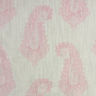 Baku Paisley Linen curtain fabric with intricate blush pink paisley pattern on a natural linen background.
