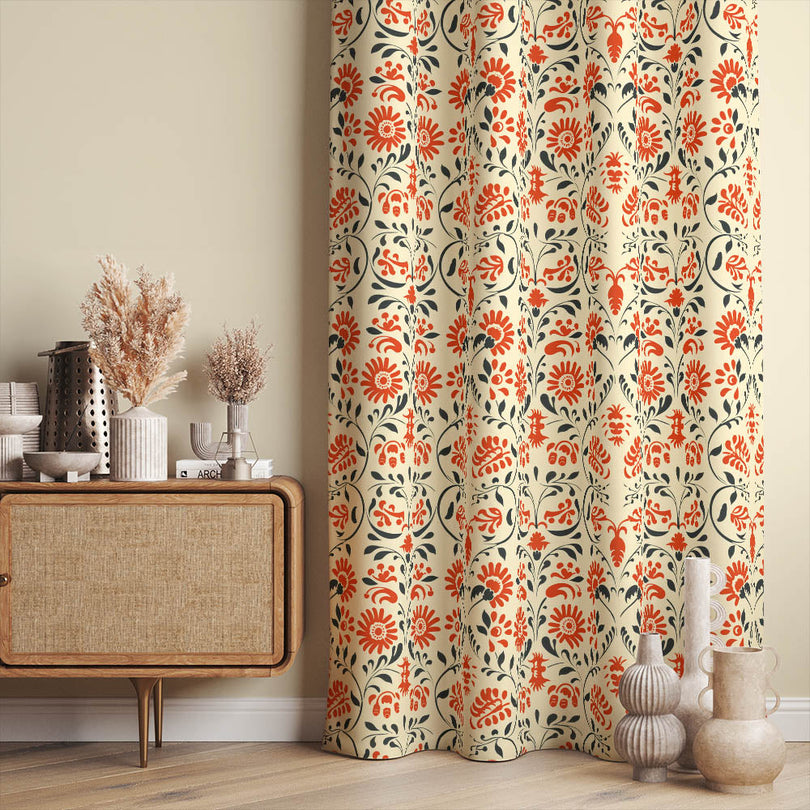 Red Bamburgh Linen Curtain Fabric, a luxurious and durable material for home decor