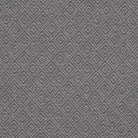 Pewter grey fire retardant upholstery fabric with a geometric trellis design.
