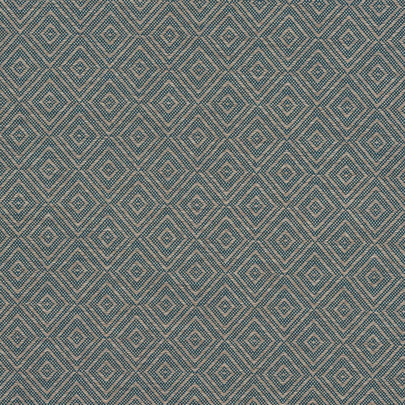 Teal heavy-duty woven fabric featuring a classic diamond trellis motif.