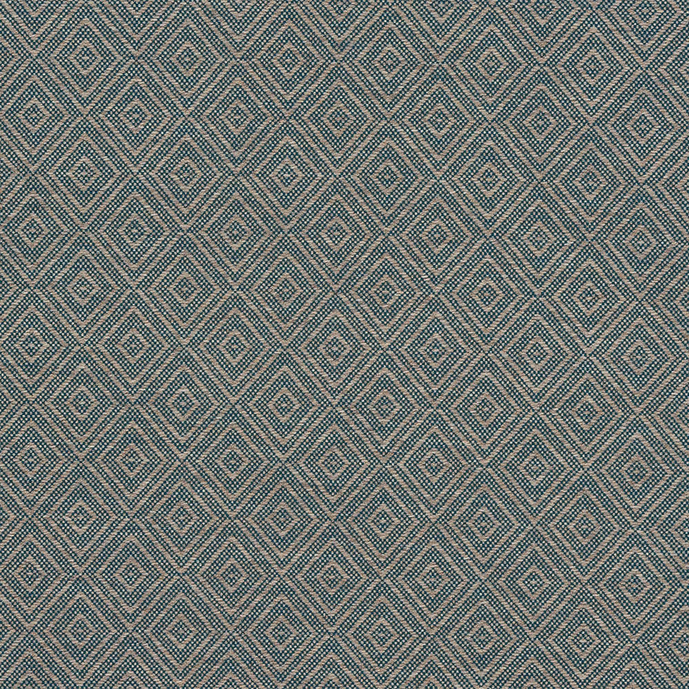Teal heavy-duty woven fabric featuring a classic diamond trellis motif.