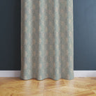 Barford Duck Egg floral curtain fabric styled in a draped curtain room set