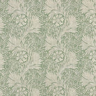 Barford Green linen curtain fabric with floral pattern – flat fabric view