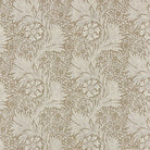 Barford Natural linen curtain fabric with floral pattern – flat fabric view