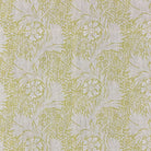 Barford Ochre linen curtain fabric with floral pattern – flat fabric view