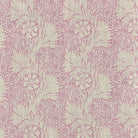 Barford Pink linen curtain fabric with floral pattern – flat fabric view