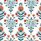 Batik Motif - Linen Floral Curtain Fabric For Sale