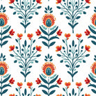 Batik motif linen curtain fabric in bold red color for home decor