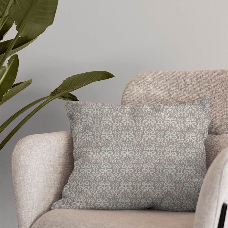 Bees Queen Blue - Printed Upholstery Fabric