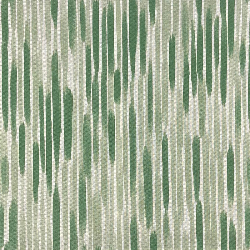 Benton Green Flat – Fabric swatch of Benton Green stripe cotton curtain fabric