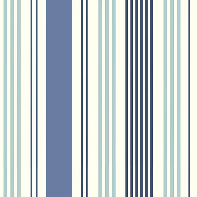 Boston Stripe Cotton Curtain Fabric - Blue with elegant vertical blue stripes and soft, breathable cotton material for a timeless, coastal-inspired look