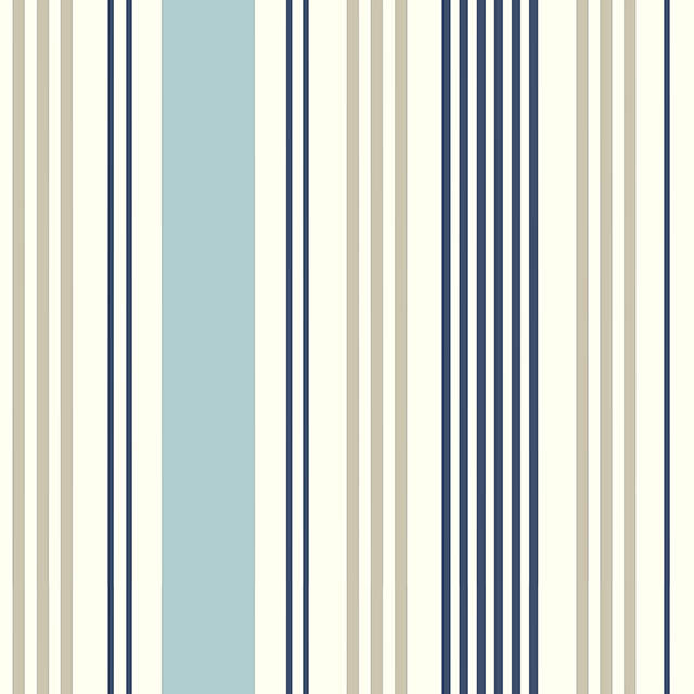 Close-up image of Boston Stripe Cotton Curtain Fabric in Mineral color, showcasing the textured pattern and soft feel of the fabric 