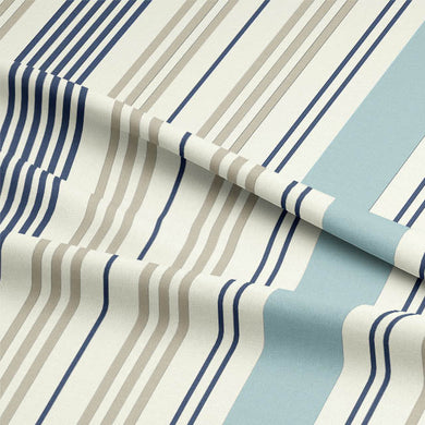  Elegant Boston Stripe Cotton Curtain Fabric in Mineral, featuring a timeless striped design in a soothing, earthy tone 