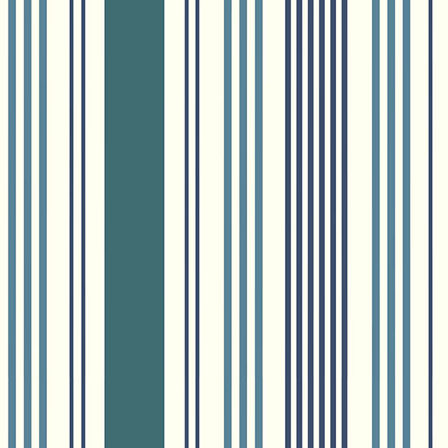 Boston Stripe Cotton Curtain Fabric in Teal color with elegant pattern and texture