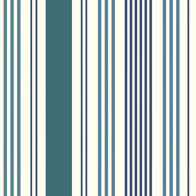 Boston Stripe Cotton Curtain Fabric in Teal color with elegant pattern and texture