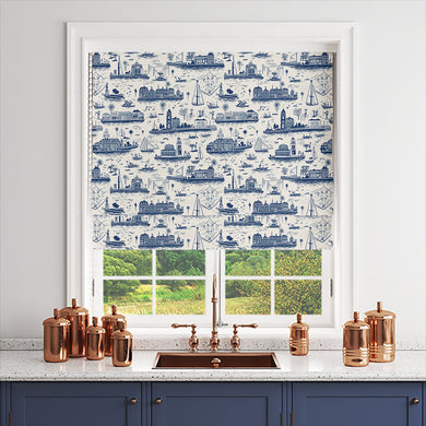 Durable and stylish blue cotton fabric for creating beautiful window treatments