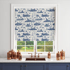 Durable and stylish blue cotton fabric for creating beautiful window treatments
