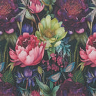 Brazil Multi floral cotton curtain fabric with bold tropical flower design on black background
