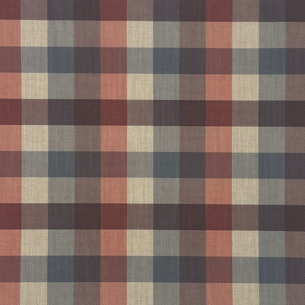 Cairn Plaid Airforce Blue linen cotton curtain fabric with navy and neutral checks