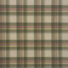 Cairn Plaid Green linen cotton curtain fabric with olive and ochre check design