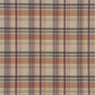 Cairn Plaid Orange linen cotton curtain fabric with burnt orange and navy check pattern