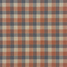 Cairn Plaid Tangerine orange and cream check linen curtain fabric hanging in folds
