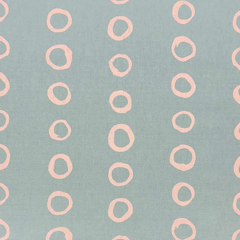 Calaggio Duck Egg Spot Curtain Fabric - Flat Sample featuring a soft blue-green background with subtle polka dots.
